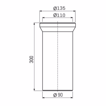 WC-Anschluss Anschlussstutzen L 300mm Abfluß Schwarz DN90 WC-Abfluß Abflussrohr