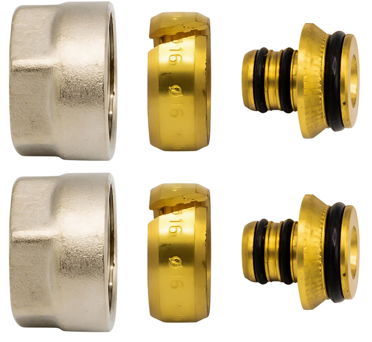2x Klemmringverschraubung Messing 3/4" Eurokonus für Mehrschicht-Verbundrohr 16