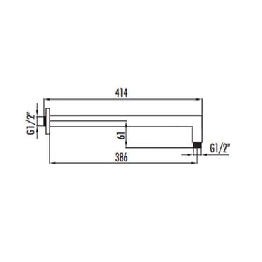 Brausearm Wandarm Duschkopfarm Wandanschluss Eckig schwarz