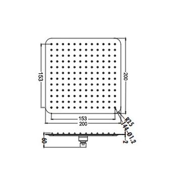 Aloni Regendusche Brause schwarz matt Quadrat 20x20 cm Kopfbrause Rainshower