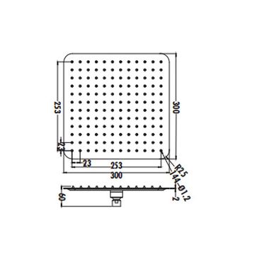 Aloni Regendusche Kopfbrause Quadrat Schwarz matt 30 x 30 cm