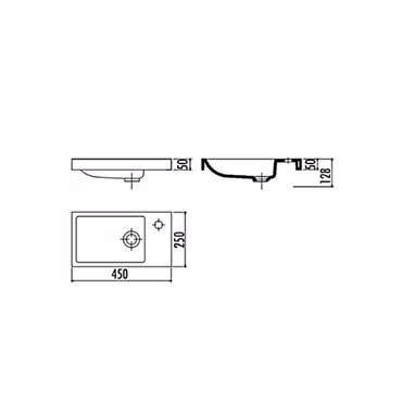 Creavit Elmas Keramikwaschbecken Handwaschbecken Weiß 250x450mm