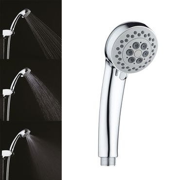 Aloni Econ Handbrause Duschkopf Kunststoff Chrom mit 3 Strahlarten und Anti-Kalk-Noppen 1/2 Zoll