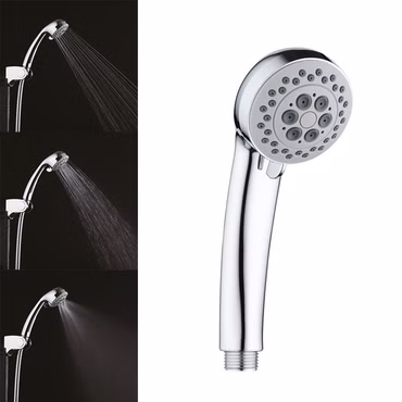 Aloni Econ Handbrause Duschkopf Kunststoff Chrom mit 3 Strahlarten und Anti-Kalk-Noppen 1/2 Zoll