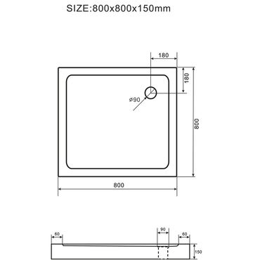 Aloni Duschwanne Duschtasse viereckig (BxBxH) 80 x 80 x 15 cm Weiß