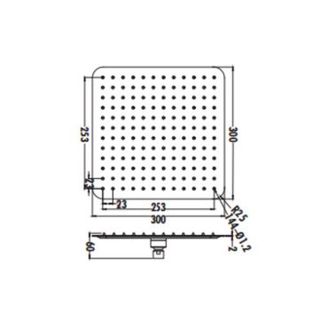 Aloni Regendusche Brause Chrom Quadrat Kopfbrause Rainshower Spiegeleffekt 30x30cm