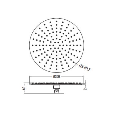 Aloni Regendusche Brause rund Ø30 cm chrom