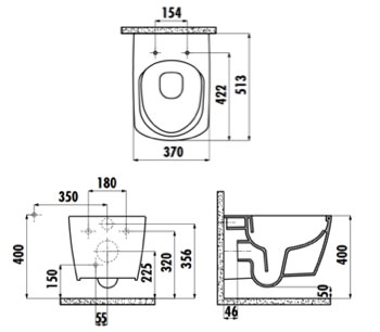 Creavit Design RimOff Hänge WC Weiß