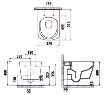 Creavit Design RimOff Hänge WC Weiß