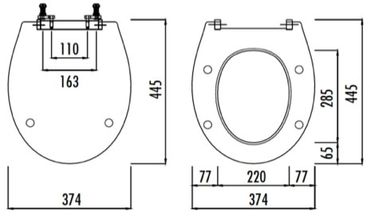 Flache Klobrille Duroplast Edelstahlscharnieren Absenkautomatik