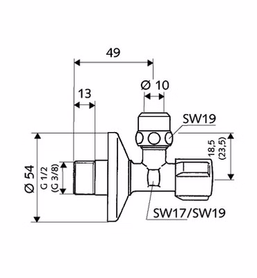 Schell Eckregulierventil Eckventil Winkelstoppventil Absperrventil 1/2" x 3/8“