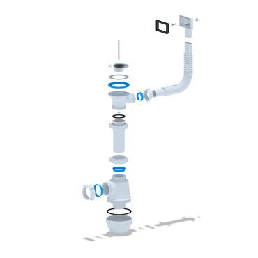 Belvit Waschbecken Siphon Überlauf 1 1/2 Ø40mm