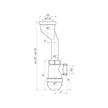 Belvit Urinal Siphon Ablaufsiphon Pissoir Geruchsverschluss Ø40mm Waagerechter Abgang