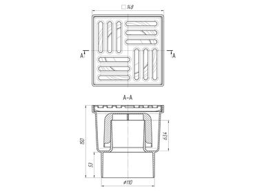 Belvit Bodenablauf Edelstahl Durchgang 110mm 150x150