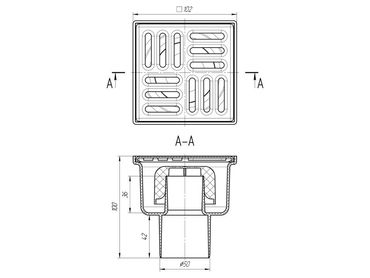 Bodenablauf Edelstahl Durchgang DN50 100x100 mm Abgang Senkrecht Duschablauf