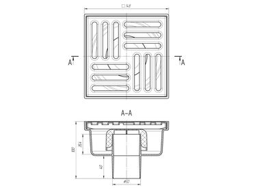 Belvit Bodenablauf Edelstahl Durchgang 50mm 150x150