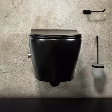 Belvit WC Schwarz Spülrandlos Wand WC mit Bidet Armatur Softclose Deckel Toilette Hängend
