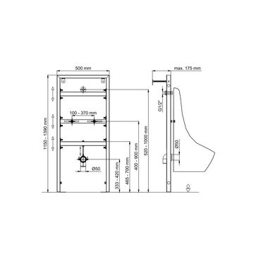 Belvit Trockenbau Vorwandelement, Montageelement für Urinal