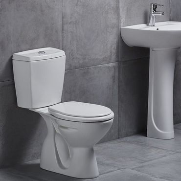 Stand-WC mit Taharet Keramik-Spülkasten Softclose WC-Sitz Toilette WC Senkrecht Boden
