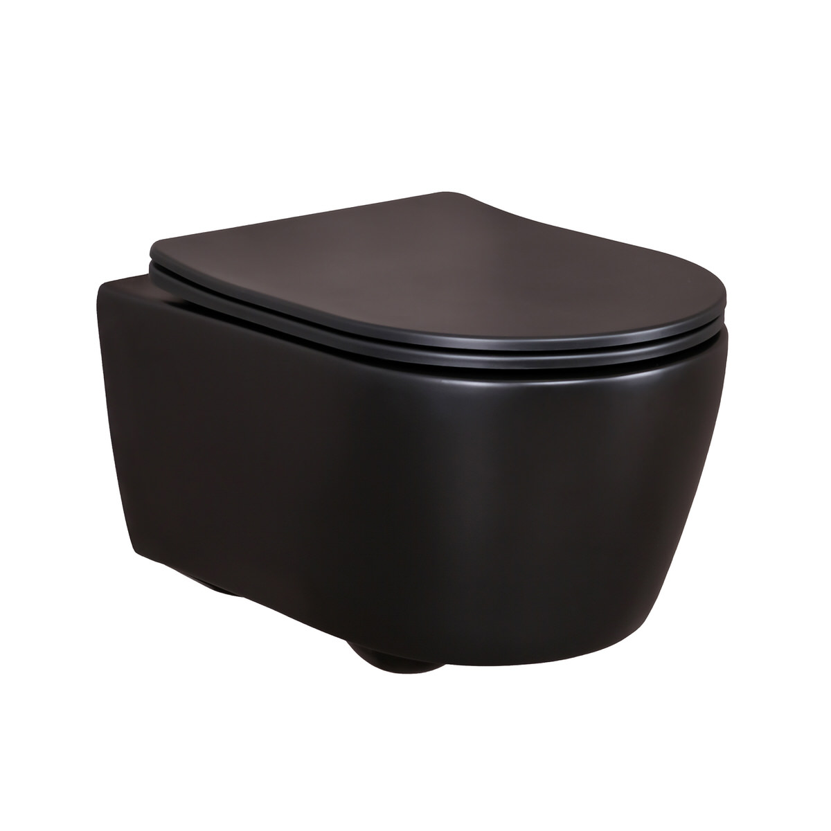 BELVIT Hänge-WC spülrandlos in Schwarz Matt inklusive Softclose-Sitz - Modernes Wand-WC aus Sanitärkeramik mit Absenkautomatik und Befestigungssatz