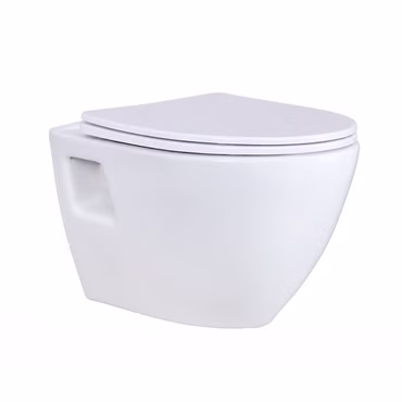 CREAVIT TERRA Hänge-WC oval mit Softclose-Sitz – glänzend weiß, robuste Sanitärkeramik für moderne Wandmontage
