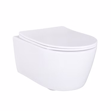 BELVIT WC-Komplettset weiß - Wand/Hänge WC Toilette mit Slim Soft-Close Deckel, Vorwandelement und Betätigungsplatte
