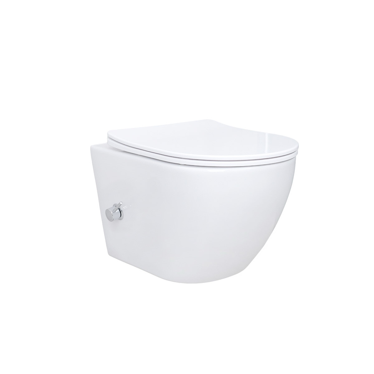 BELVIT Hänge WC mit Bidet Taharet Funktion aus Keramik mit Edelstahl Armatur für Kalt und Warmwasser Softclose Deckel spülrandlos