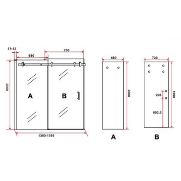 Aloni Nischentür Schiebetür Klarglas 140x200 Chrom