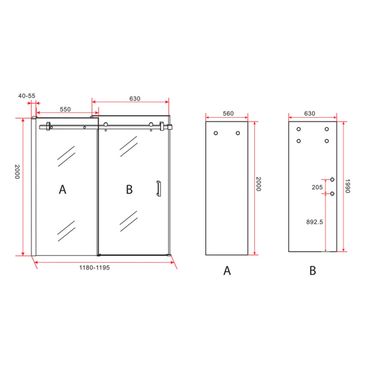 Aloni Nischentür Schiebetür Klarglas 120x200 Chrom