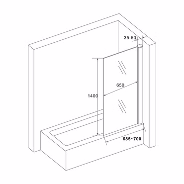Aloni Badewannenaufsatz mit Seitenwand Duschabtrennung Badewanne Duschwand Glaswand Faltbar 70 x 140 cm 6 mm
