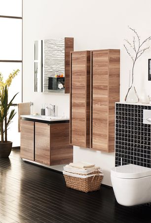 Creavit Verti Badezimmer Spiegelschrank Nussbaum-Schwarz 780x800x170 mm