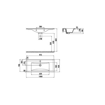 Creavit Keramikwaschbecken Waschtisch 45 x 100 cm Weiß