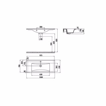 Creavit Keramikwaschbecken Waschtisch 45 x 100 cm Weiß