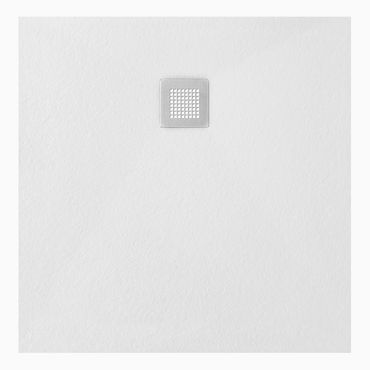 Veroni Duschwanne aus Kompositstein mit Schiefer-Muster flach (TxBxH) 90 x 90 x 3 cm Weiß