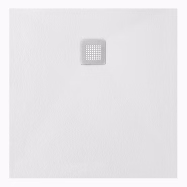 Veroni Duschwanne aus Kompositstein mit Schiefer-Muster flach (TxBxH) 90 x 90 x 3 cm Weiß