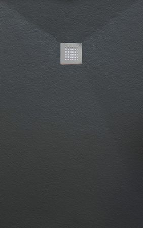 Veroni Duschwanne aus Kompositstein mit Schiefer-Muster flach (TxBxH) 140 x 90 x 3 cm Schwarz