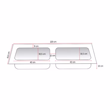 Veroni Solid Surface Mineralguss Doppel- Waschbecken Waschtisch 120cm