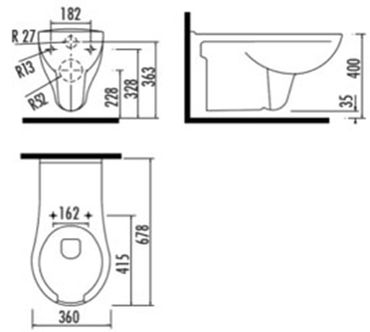 Creavit behindertengerechtes Hänge WC Toilette barrierefrei Weiß