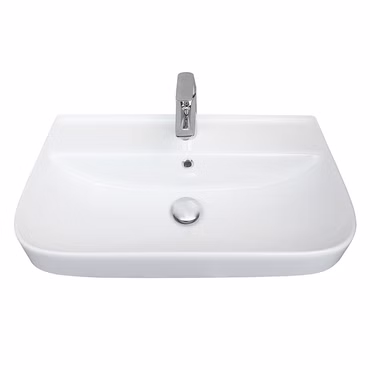 Waschbecken Flora Slim 45 cm Weiß Keramik mit Hahnloch & Überlauf – Design Wandwaschbecken mit Befestigung