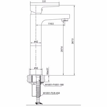 Aloni erhöhte Waschtischarmatur Gold gebürstet