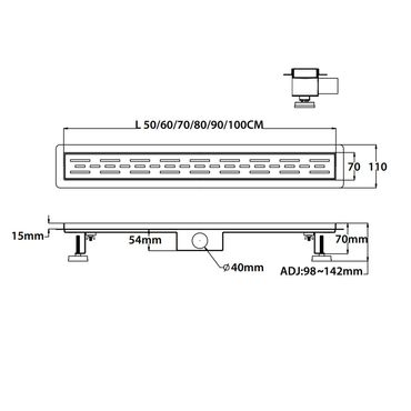 Aloni Duschrinne Standard Grau Gebürstet 90cm
