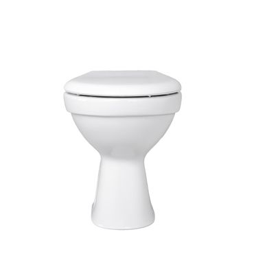 Belvit Dusch WC mit Bidet Funktion – Standtoilette mit Taharet, waagerechtem Wandabgang, Hygienedusche, Softclose WC-Deckel, Keramik in Weiß