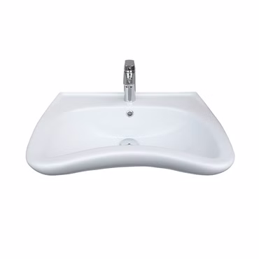 Belvit Behindertengerechtes Design Waschbecken 60 cm Weiß Keramik mit Hahnloch & Überlauf – Wandmontage Bad & WC