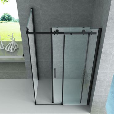 Aloni Duschkabine Schiebetür schwarz matt 8mm 90x120x195cm