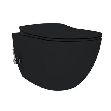Creavit RimOff Wand WC mattschwarz mit integrierter Bidetfunktion