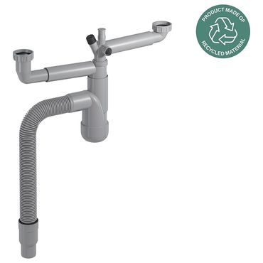 PREVEX Flexloc Siphon 1 1/2 mit 2 Anschlüssen für Küchenspülen/Becken Recyclet