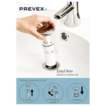 PREVEX Easyclean Siphon mit verchromtem Pop-Up für Waschbecken | aus recyceltem Kunststoff