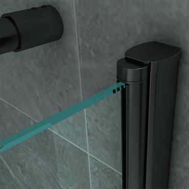 Aloni Drehflügeltür + Seitenwand 6mm + matt schwarzes Profil (90x90x190cm)