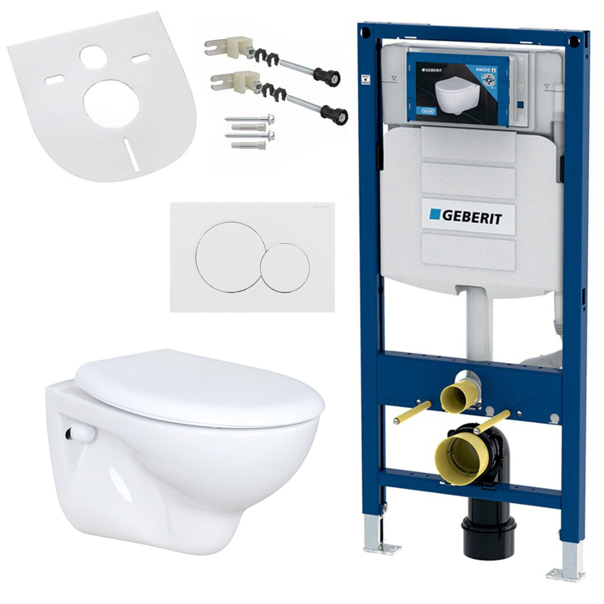 Wand-Tiefspül-WC mit WC-Sitz Komplettset – mit passendem Geberit UP320 Vorwandelement