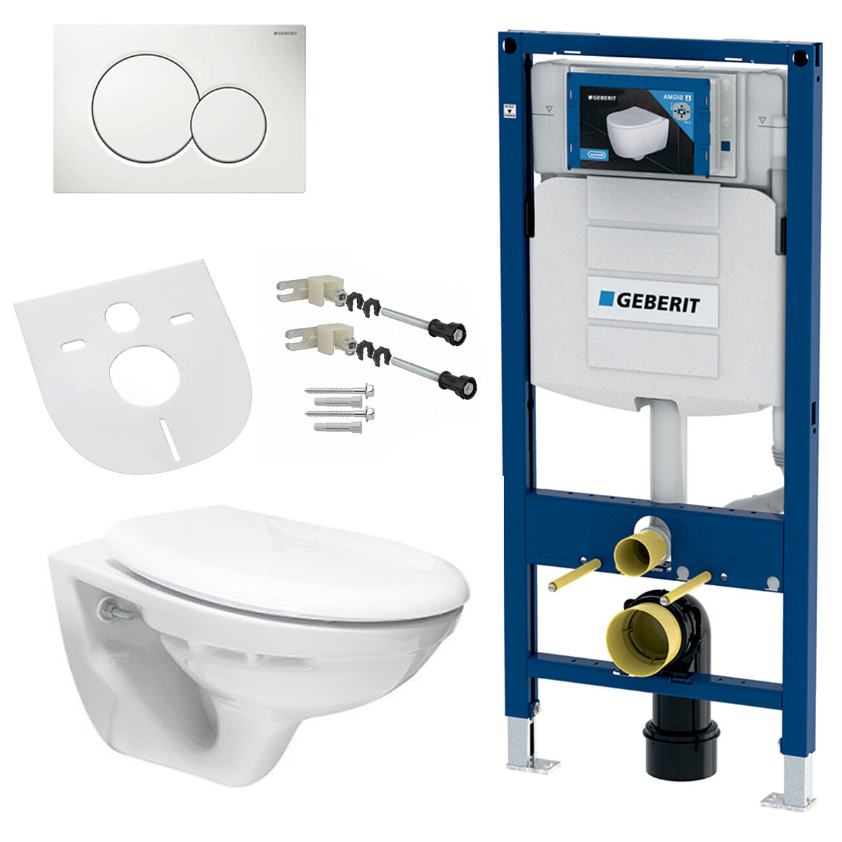 Wand Hänge WC Soft-Close Deckel SIGMA Wandanker Komplettset mit passendem Geberit Vorwandelement